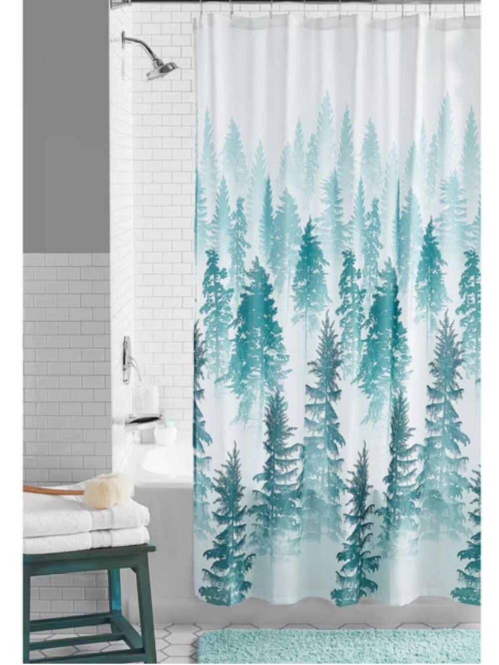Mainstays Treeline Fabric Shower Curtain, 72 in x 72 in, Polyester